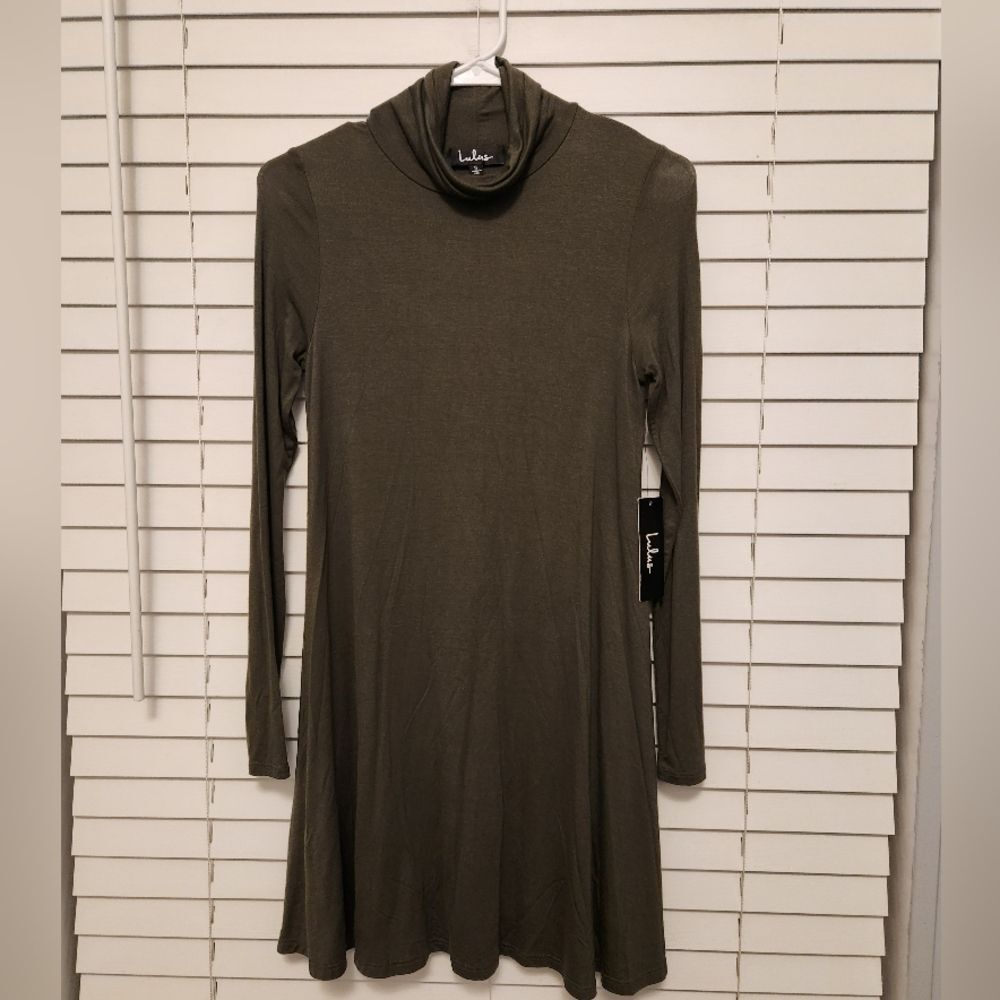Lulu's Olive Green Turtleneck Dress Size S NWT
